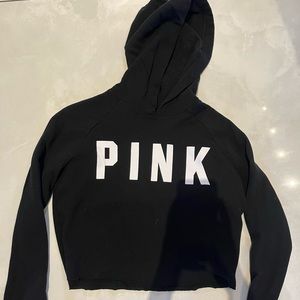 PINK CROPPED SMALL BLACK HOODIE
